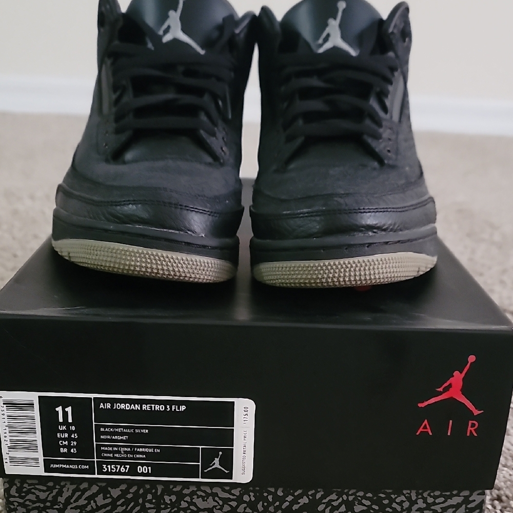 Jordan Retro 3 Flip Black Athletic Shoes OBO